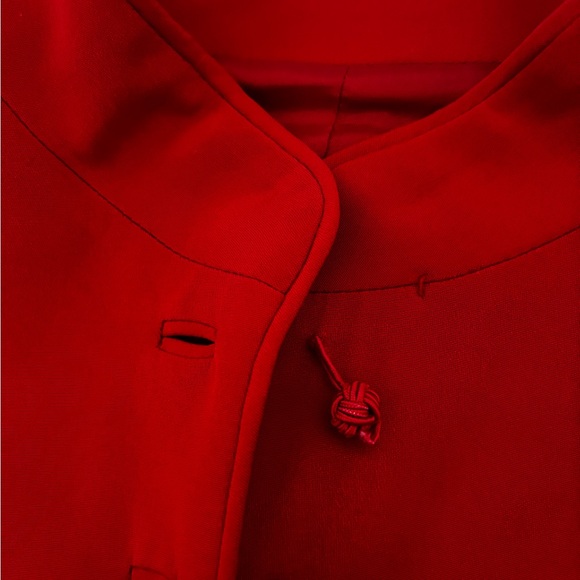 VTG ANN TAYLOR RED 100% SILK LONG SLEEVE TEN BUTTON VALENTINE JACKET SZ 8 - Picture 11 of 13